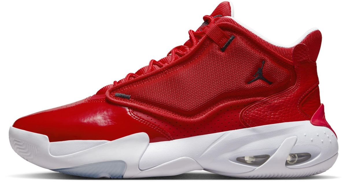 Nike Leather Jordan Max Aura 4 Shoes in University Red,White,Black (Red