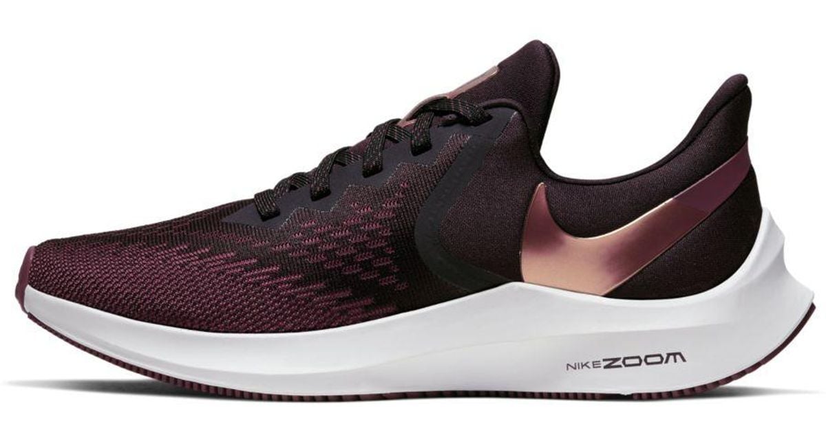 nike women's zoom winflo 6 running shoes burgundy ash