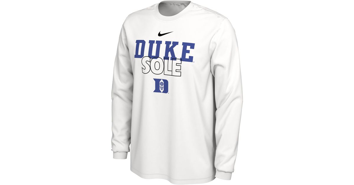 Nike Duke Legend Dri-fit College Long-sleeve T-shirt In White, in Blue ...