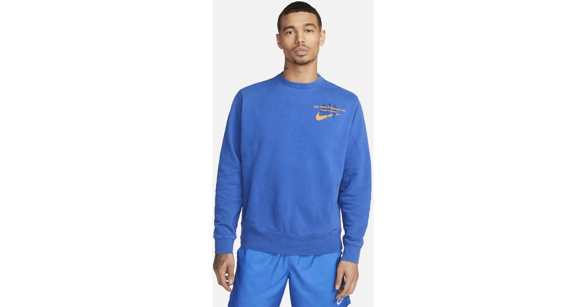 Nike Sportswear Club Fleece French Terry Sweatshirt in Blue for Men | Lyst