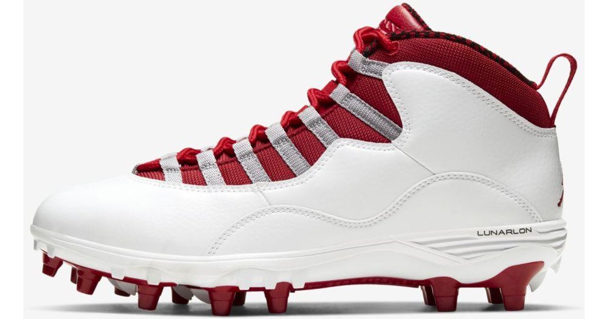 Nike Jordan 10 Td Mid Football Cleat (white) in Red for Men | Lyst