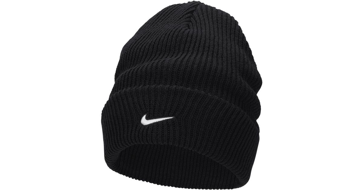 Nike Peak Tall Cuff Swoosh Beanie in Black | Lyst