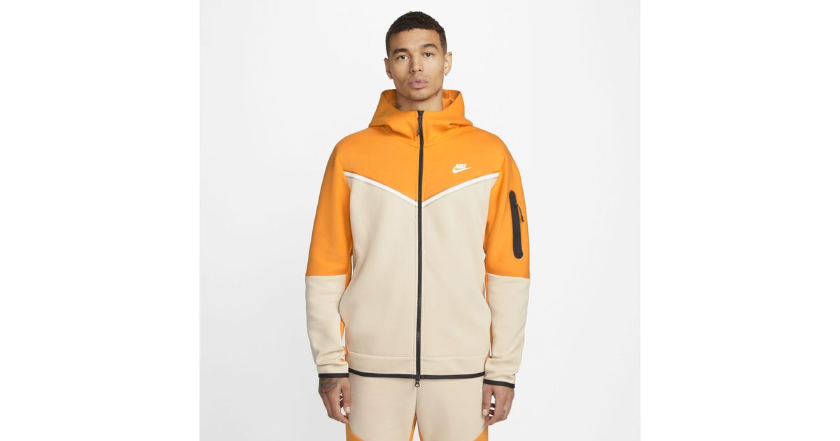Nike Sportswear Tech Fleece Full-zip Hoodie in Orange for Men | Lyst