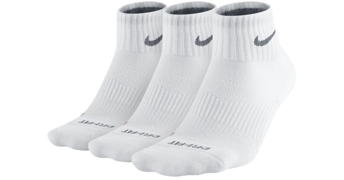 Nike Dri-fit Half-cushion Quarter (3 Pair) Training Socks in Gray for Men |  Lyst