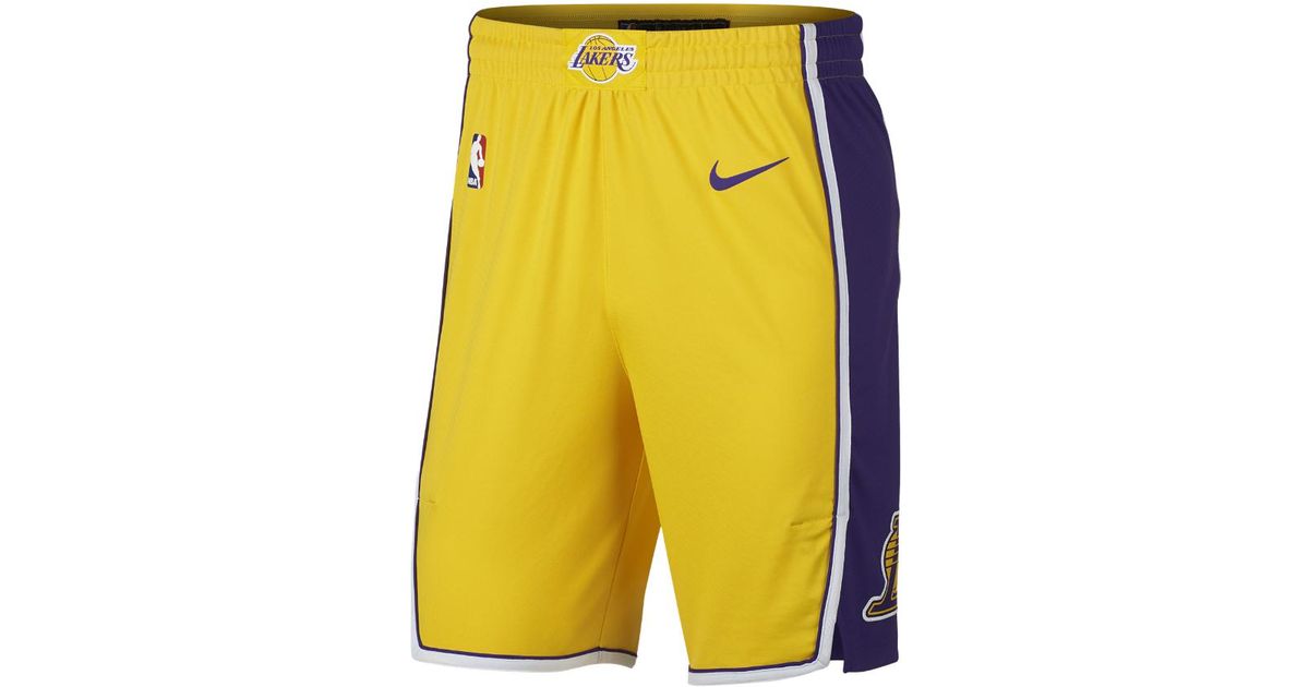Nike Los Angeles Lakers Icon Edition Authentic Men's Nba Shorts in Yellow  for Men | Lyst