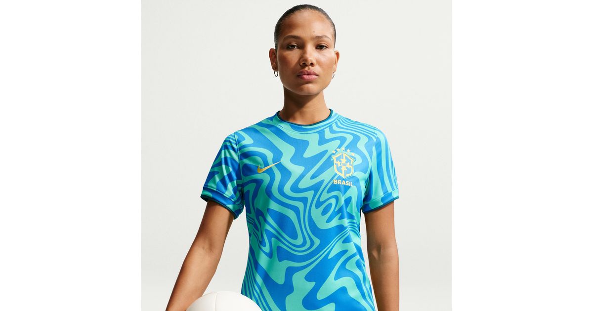 Nike Brazil Dri-Fit Soccer Pre-Match Short-Sleeve Top in Blue | Lyst