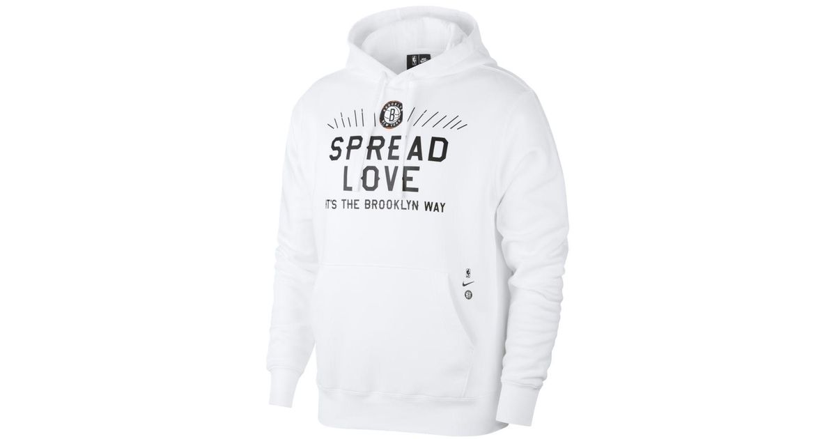 Nike Fleece "brooklyn Nets ""spread Love"" Nba Pullover Hoodie in White for  Men - Lyst