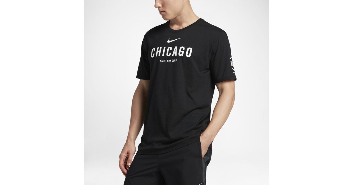 Nike Dry Run Club (chicago) Men's T-shirt in Black for Men | Lyst