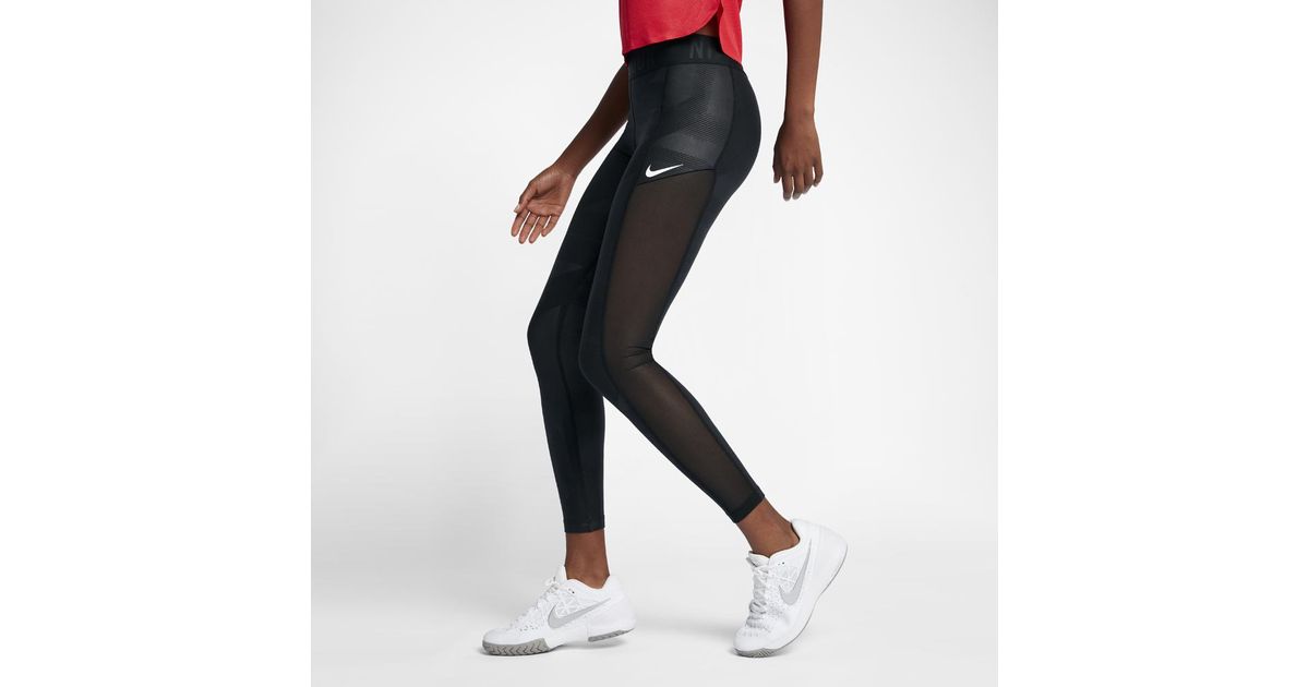 ساعات نسائيه Nike Synthetic Court Power Women's Tennis Tights in Black/White ... ساعات نسائيه