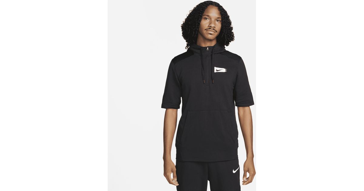 Nike Drifit Flux Shortsleeve 1/4zip Baseball Hoodie In Black, for