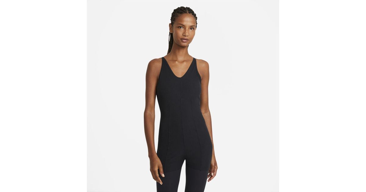 Nike Synthetic Yoga Luxe Layered 7/8 Jumpsuit in Black,Dark Smoke Grey (Black) - Lyst