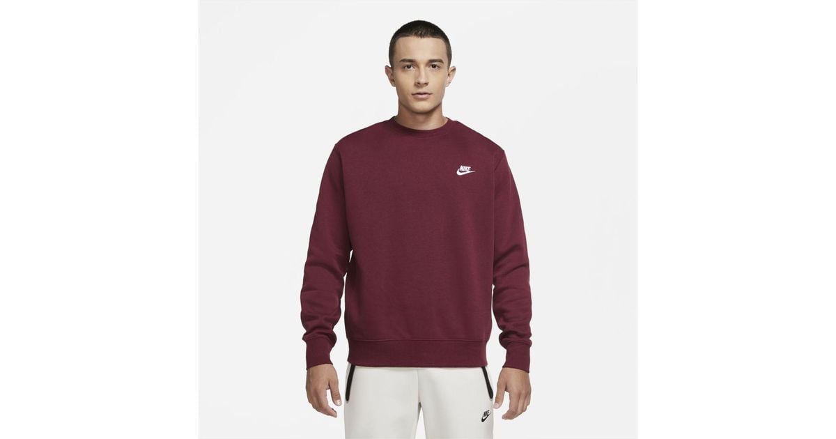 Nike Sportswear Club Fleece Crew (dark Beetroot) in Red for Men | Lyst