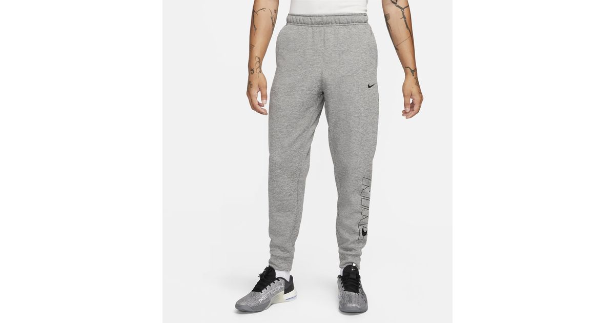 Nike Thermafit Tapered Fitness Pants in Gray for Men Lyst