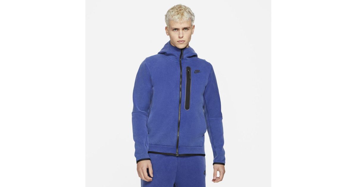 Nike Sportswear Tech Fleece Washed Full-zip Hoodie in Blue for Men | Lyst