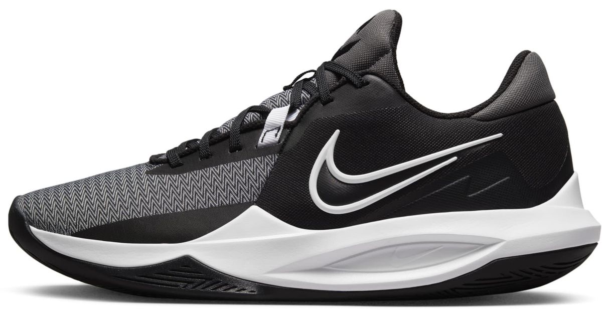 Nike Rubber Precision 6 Basketball Shoes In Black Iron Grey White White 