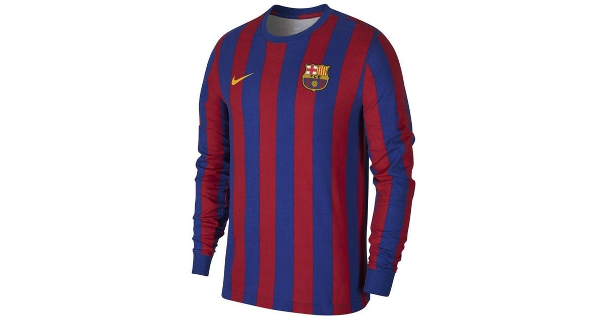 Nike Fc Barcelona Long-sleeve T-shirt in Blue for Men | Lyst