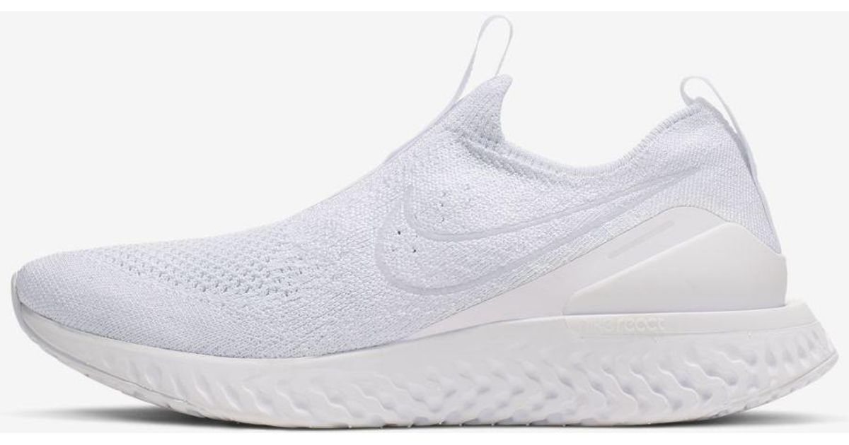 Nike Epic Phantom React Flyknit Running Shoe in White | Lyst