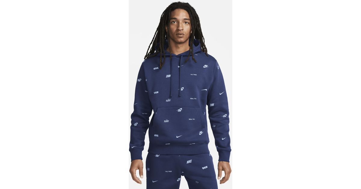 nike sportswear men's all over print club pullover hoodie