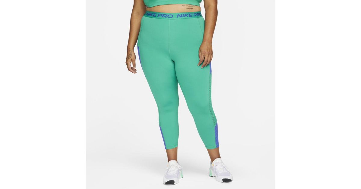 Nike Synthetic Dri-fit Pro High-waisted 7/8 Leggings in Green | Lyst
