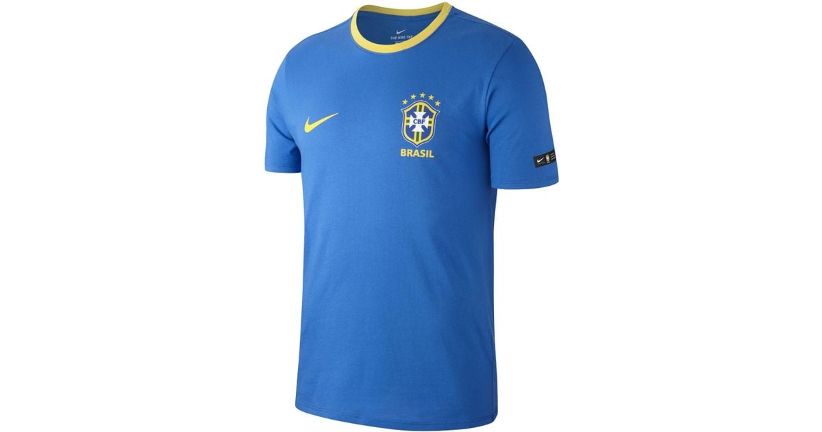Nike Cotton Brazil Cbf Crest T-shirt in Blue for Men | Lyst UK