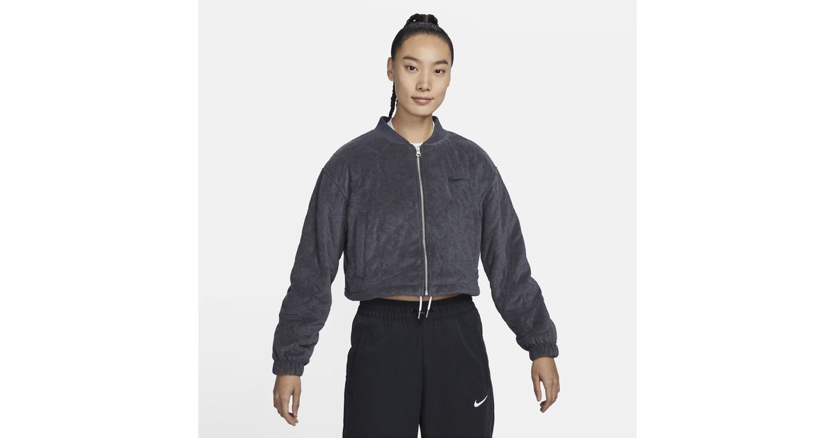 Nike Sportswear Terry Quilted Jacket In Grey, in Blue | Lyst UK