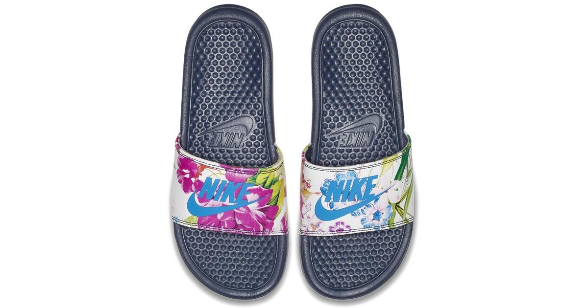 nike benassi floral slides womens
