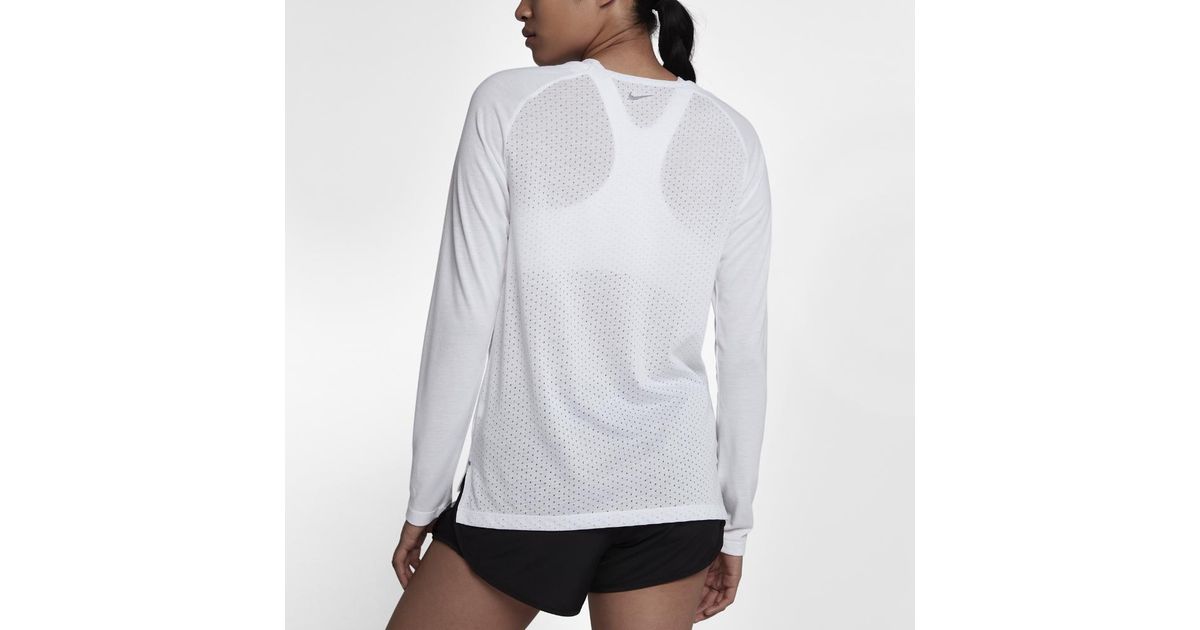 Long Sleeve Running Top in White 