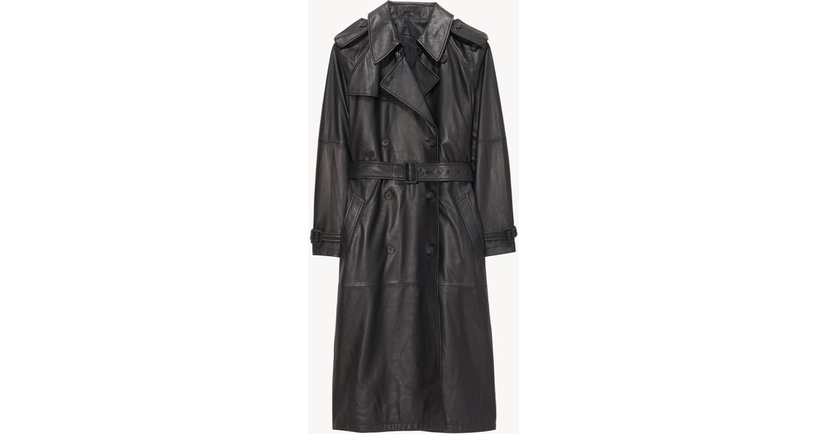 Nili Lotan Leather Tanner Trench in Black | Lyst