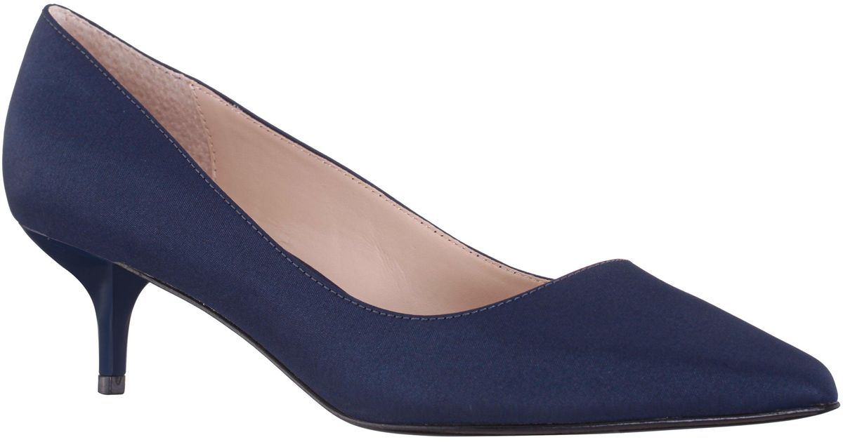 navy kitten heel pumps