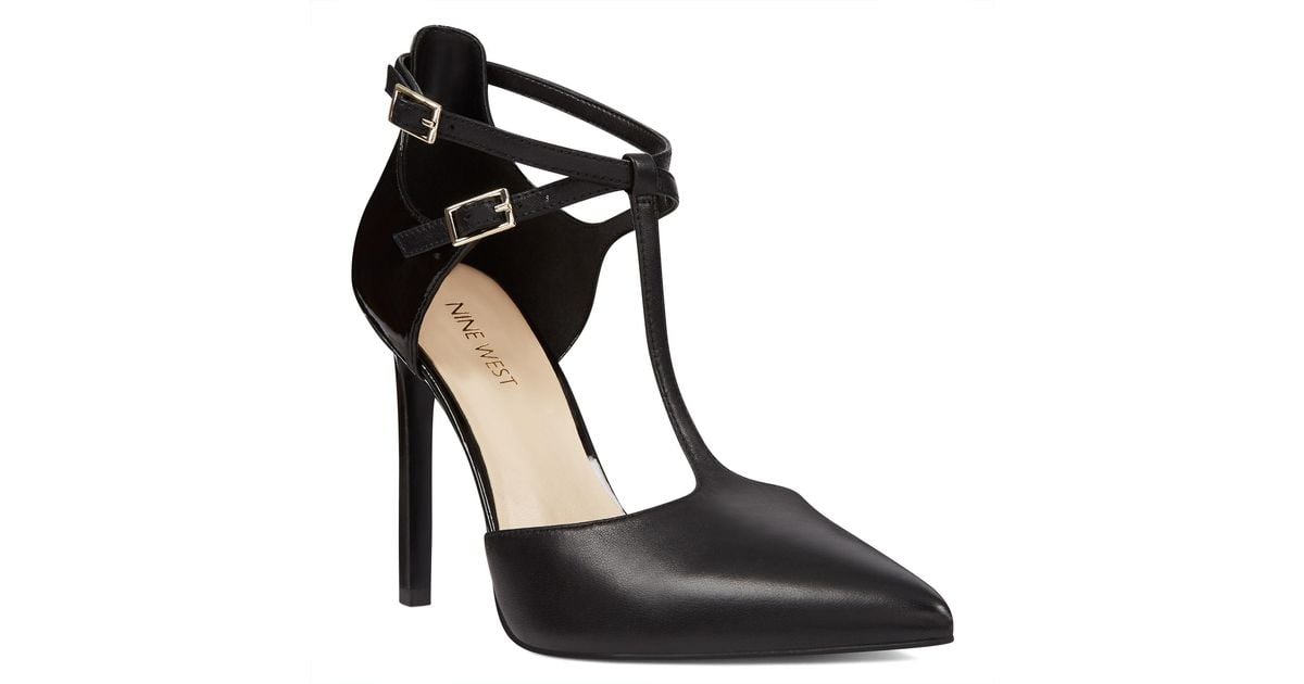 Nine West Leather Tazmin T-strap Pumps in Black Leather (Black) - Lyst