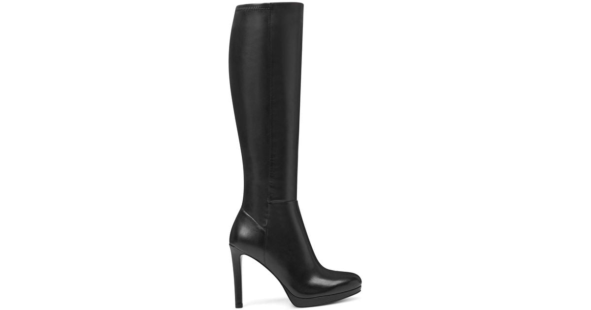 Nine West Quizme Platform Boots in Black Leather (Black) - Lyst