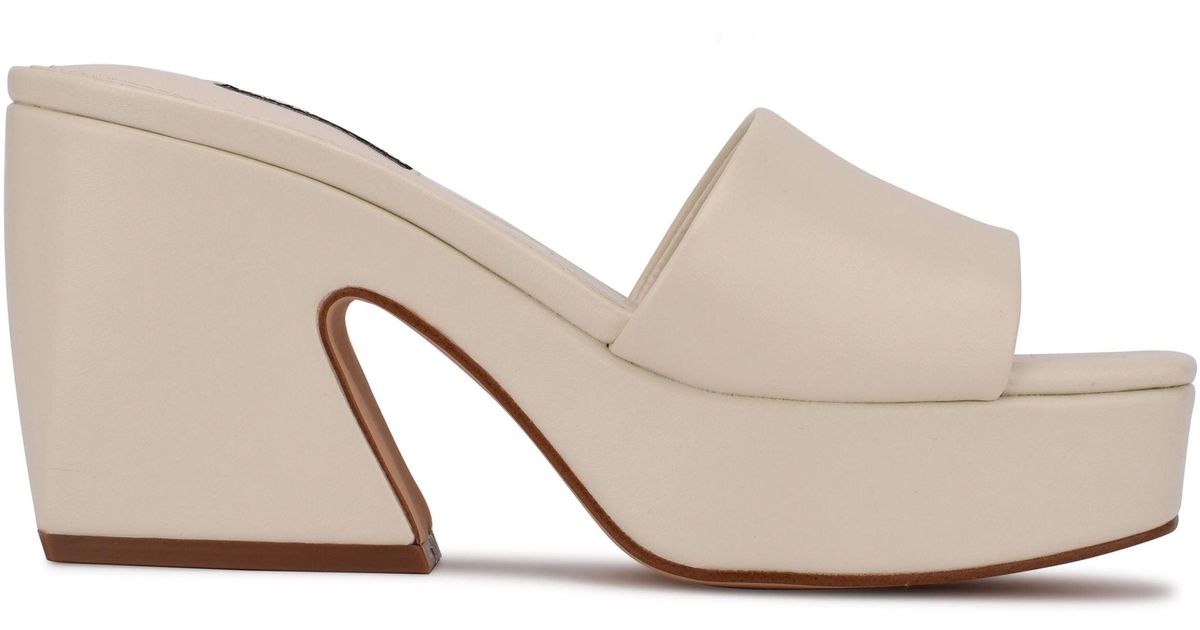 Nine West Oklee Platform Slide Sandals in Natural - Lyst