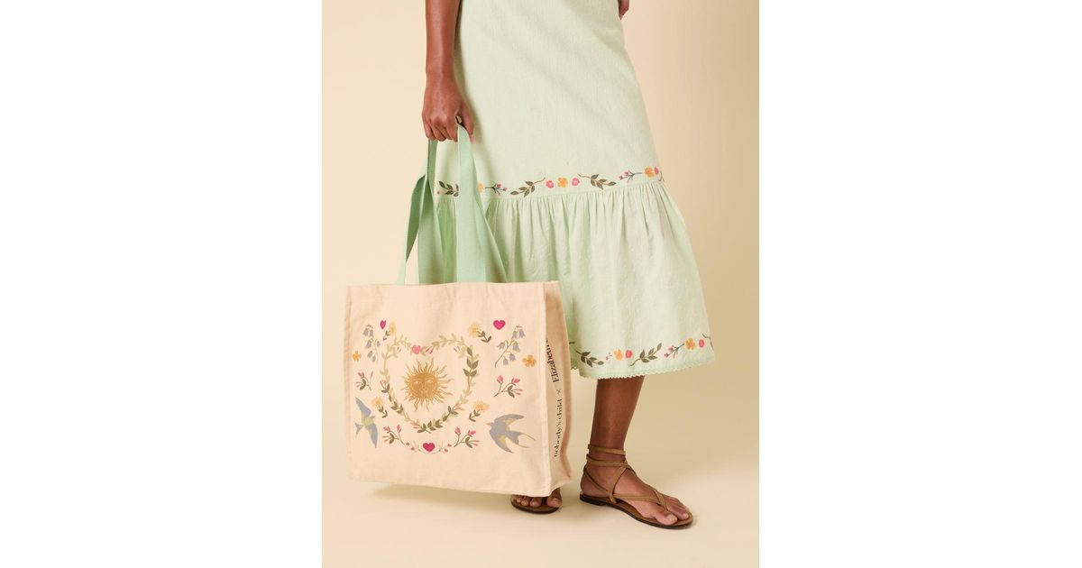 Elizabeth Scarlett☆Floral Printed Canvas Tote Bag【UK発】 Elizabeth Scarlett Floral Printed Canvas Tote Bag