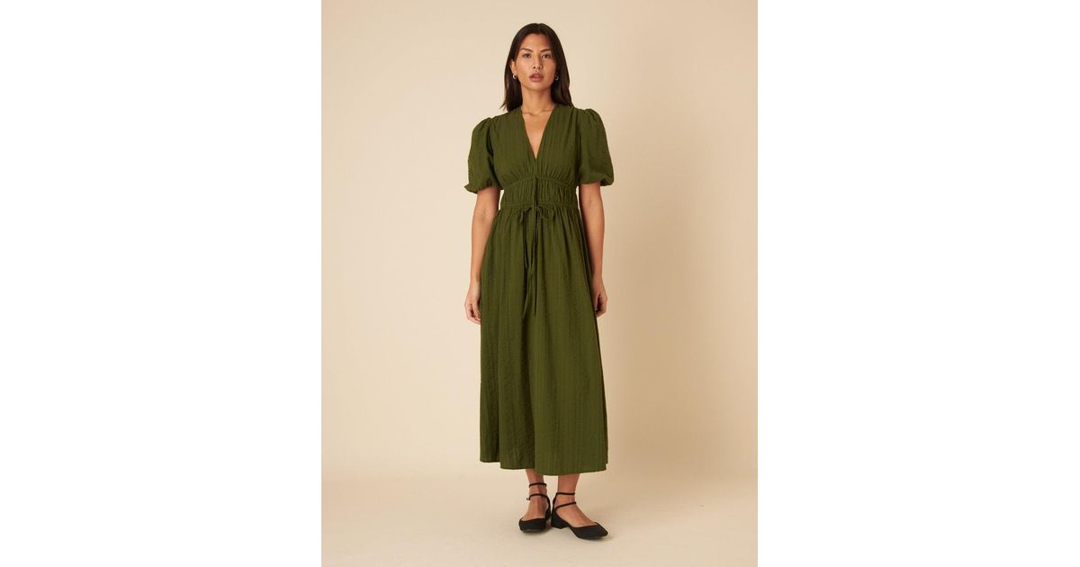 green short sleeve scottie midi dress Nobody's Child Short Sleeve Scottie Midi Dress in Green