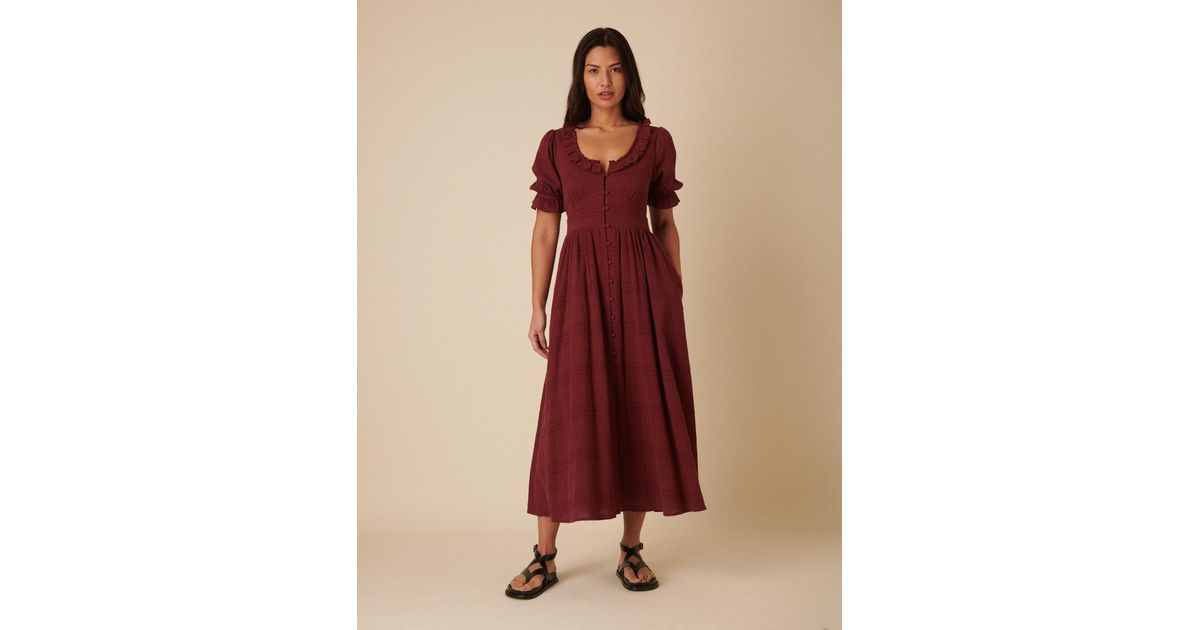 Nobody's Child Burgundy Flossie Midi Dress in Red