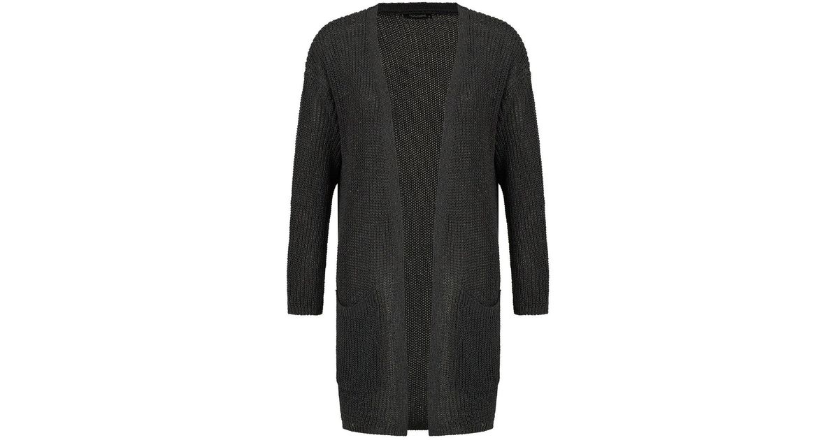 Nocturne Synthetic Ribbed Knit Cardigan in Dark Mink (Gray) | Lyst