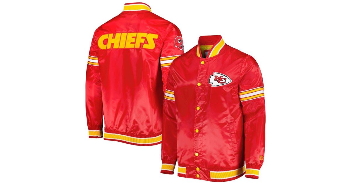 Starter Kansas City Chiefs Midfield Satin Fullsnap Varsity Jacket At