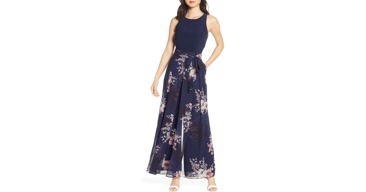 floral detail chiffon jumpsuit vince camuto