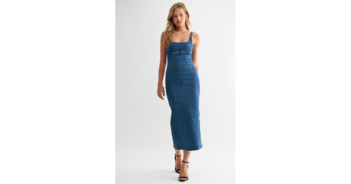 Jemina Denim Seamed Denim Dress in Blue | Lyst
