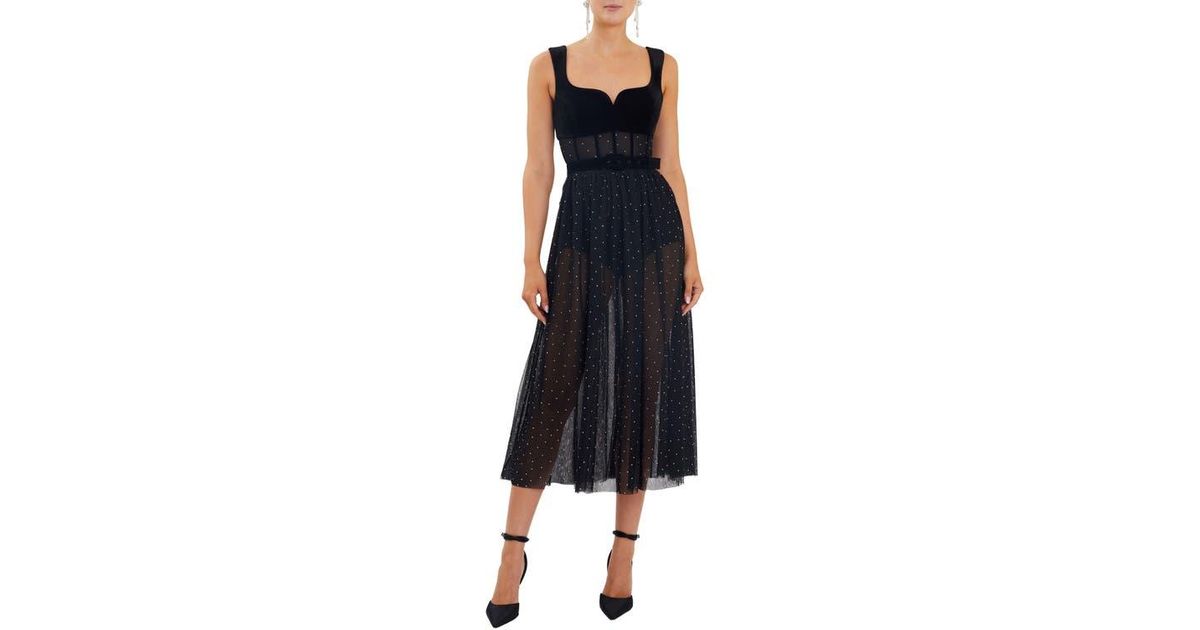 Rebecca Vallance Lilah Diamante Midi Dress in Black | Lyst
