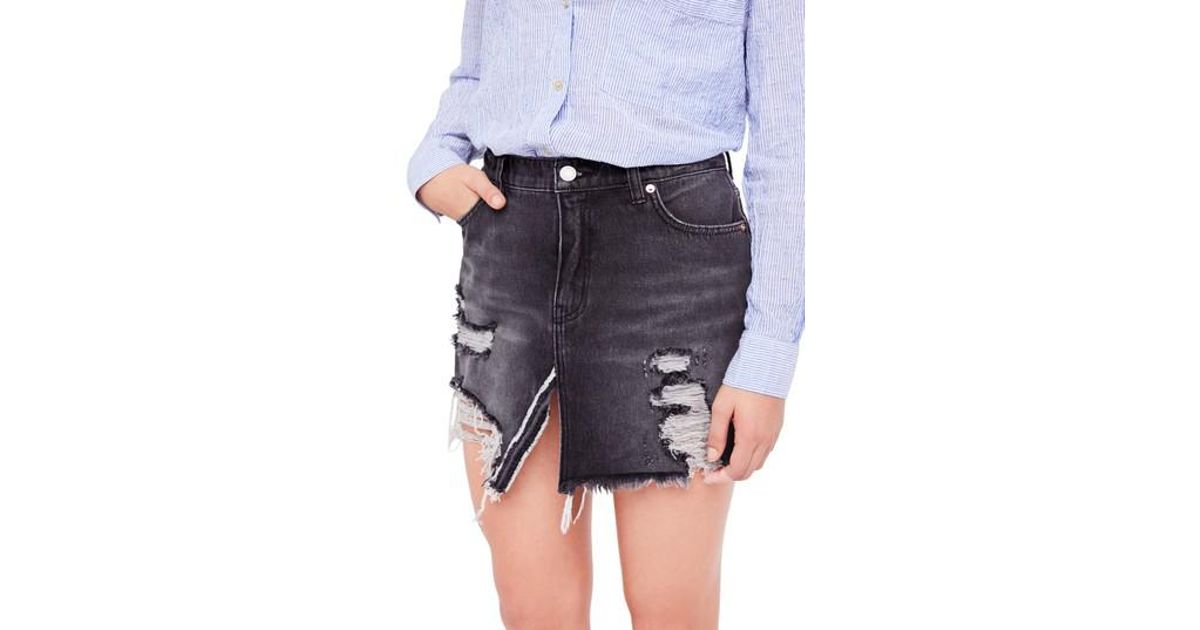 free people black jean skirt