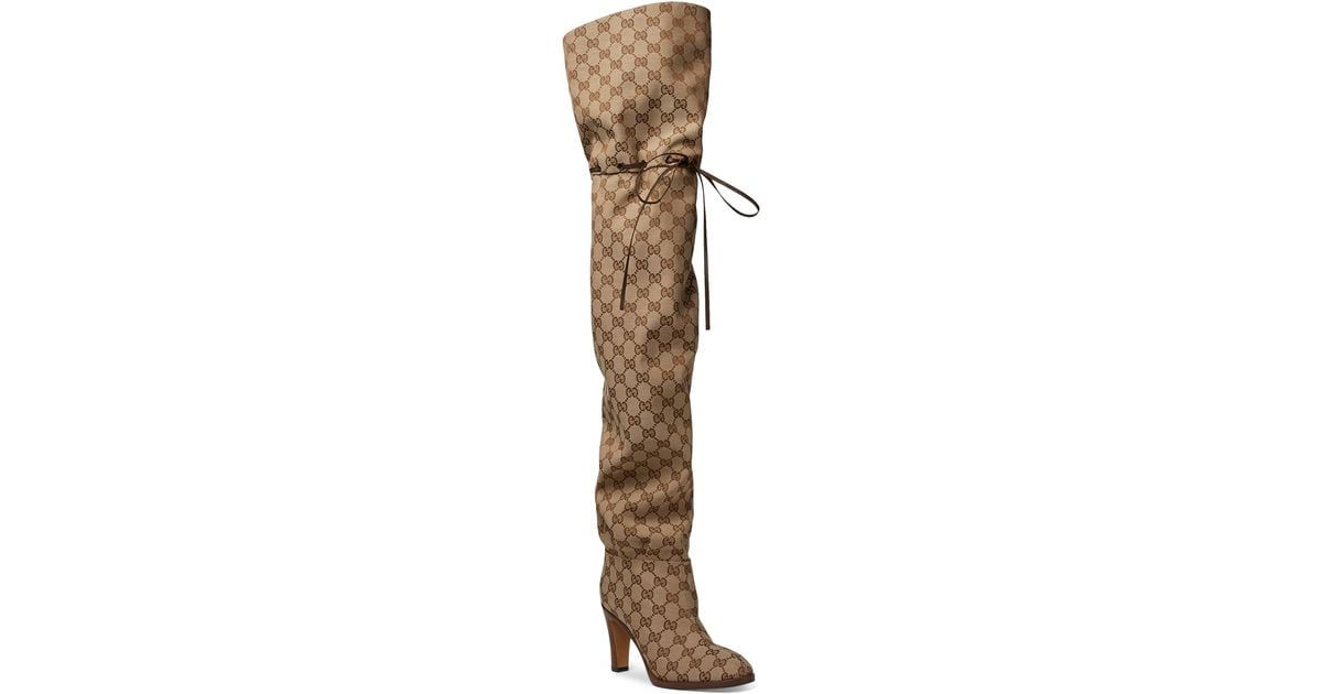 Gucci Original GG Canvas Over-the-knee Boot in Natural | Lyst