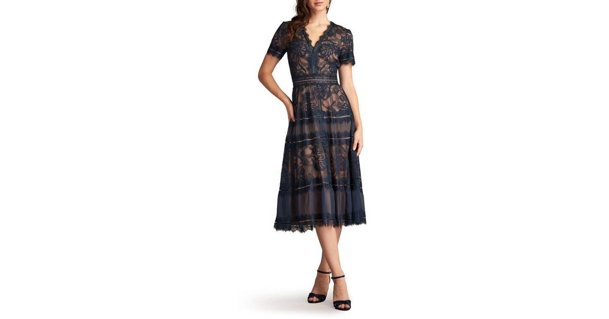 Tadashi Shoji Lace & Mesh Midi Cocktail Dress in Black | Lyst Tadashi Shoji Lace & Mesh Midi Cocktail Dress in Black | Lyst