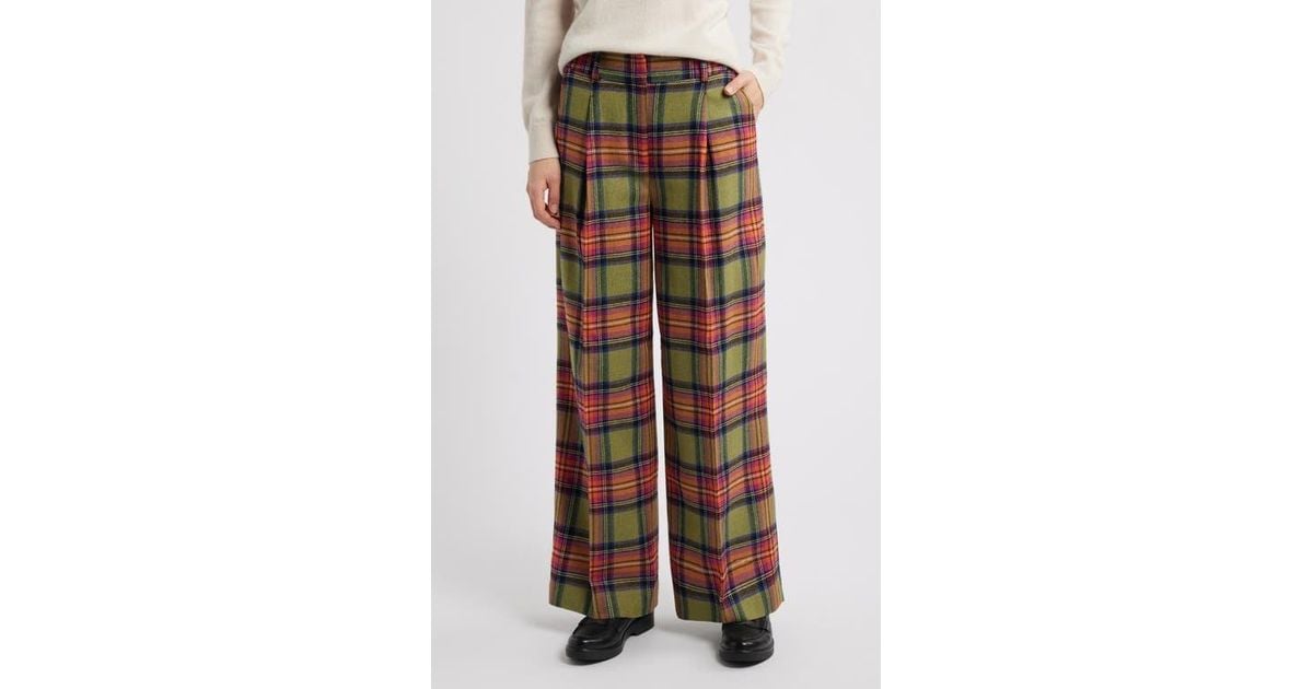 Boden Chiswick Plaid Wide Leg Pants in Red Lyst