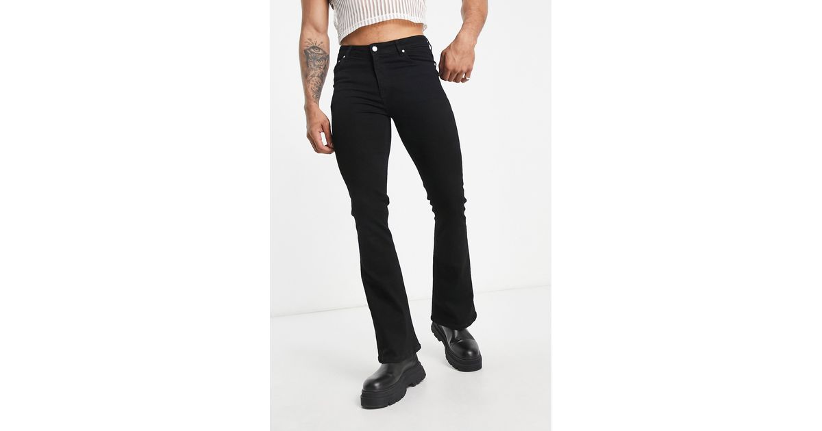 ASOS Stretch Flare Jeans in Black for Men | Lyst