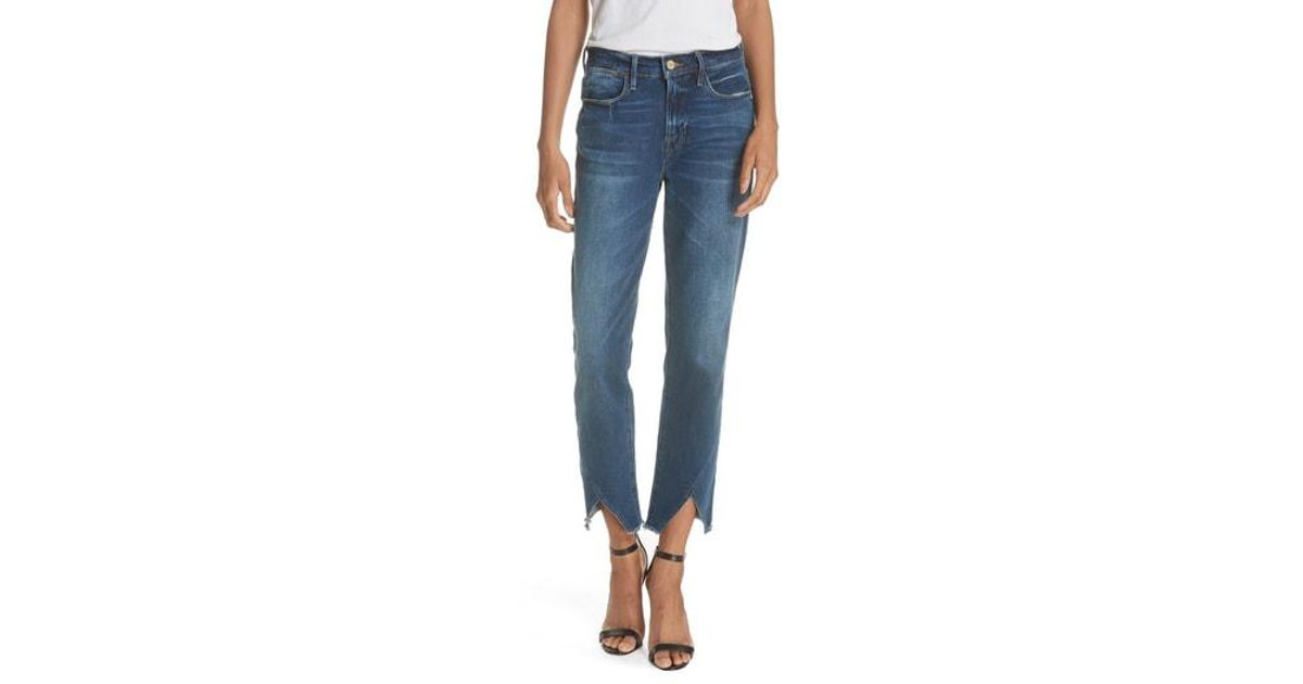 asymmetrical hem jeans