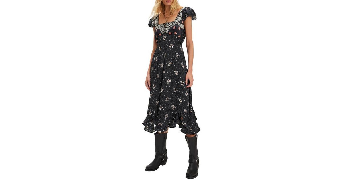 knee length dresses for ladies Free People Red Embroidered Midi Dress