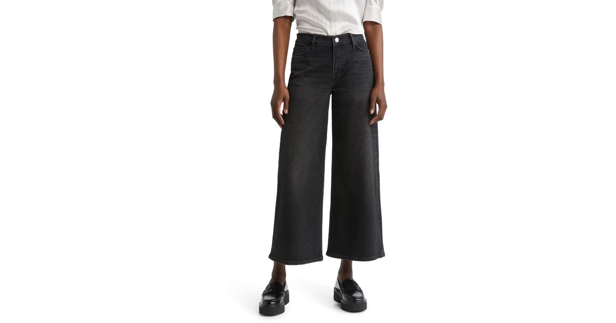 FRAME Le Pixie Slim Palazzo Wide Leg Jeans in Black | Lyst