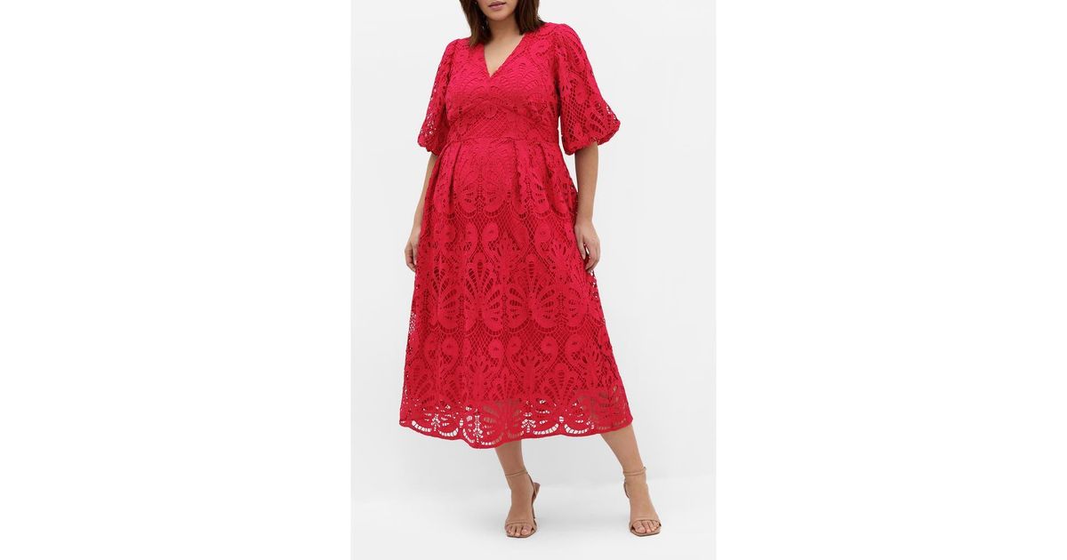 City Chic Kylee Lace Maxi Dress in Red | Lyst