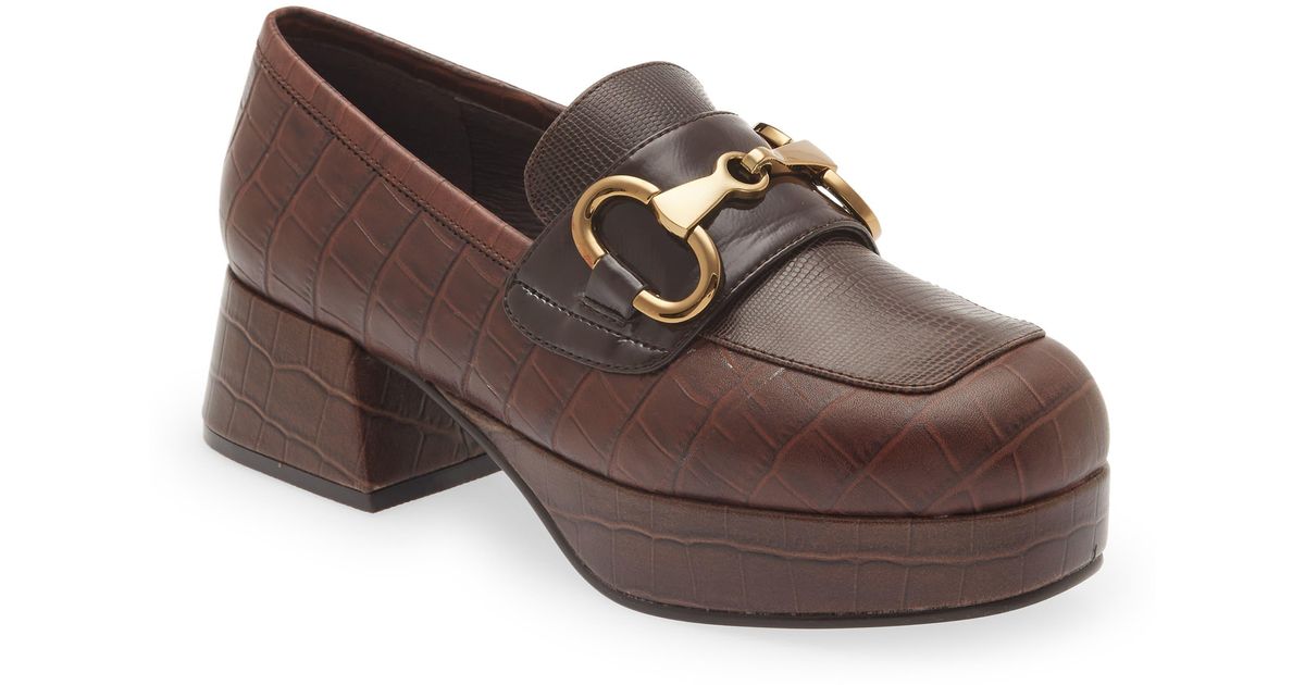 Jeffrey Campbell Student Platform Loafer in Brown Lyst